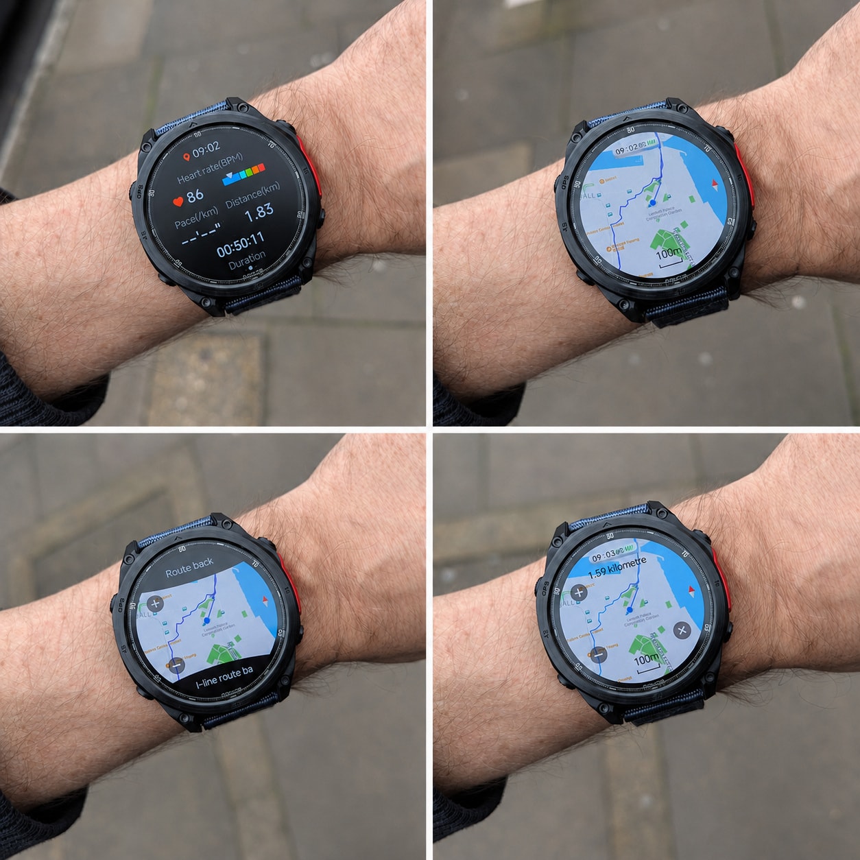 Anywise W1 Pro displaying an offline map during activity