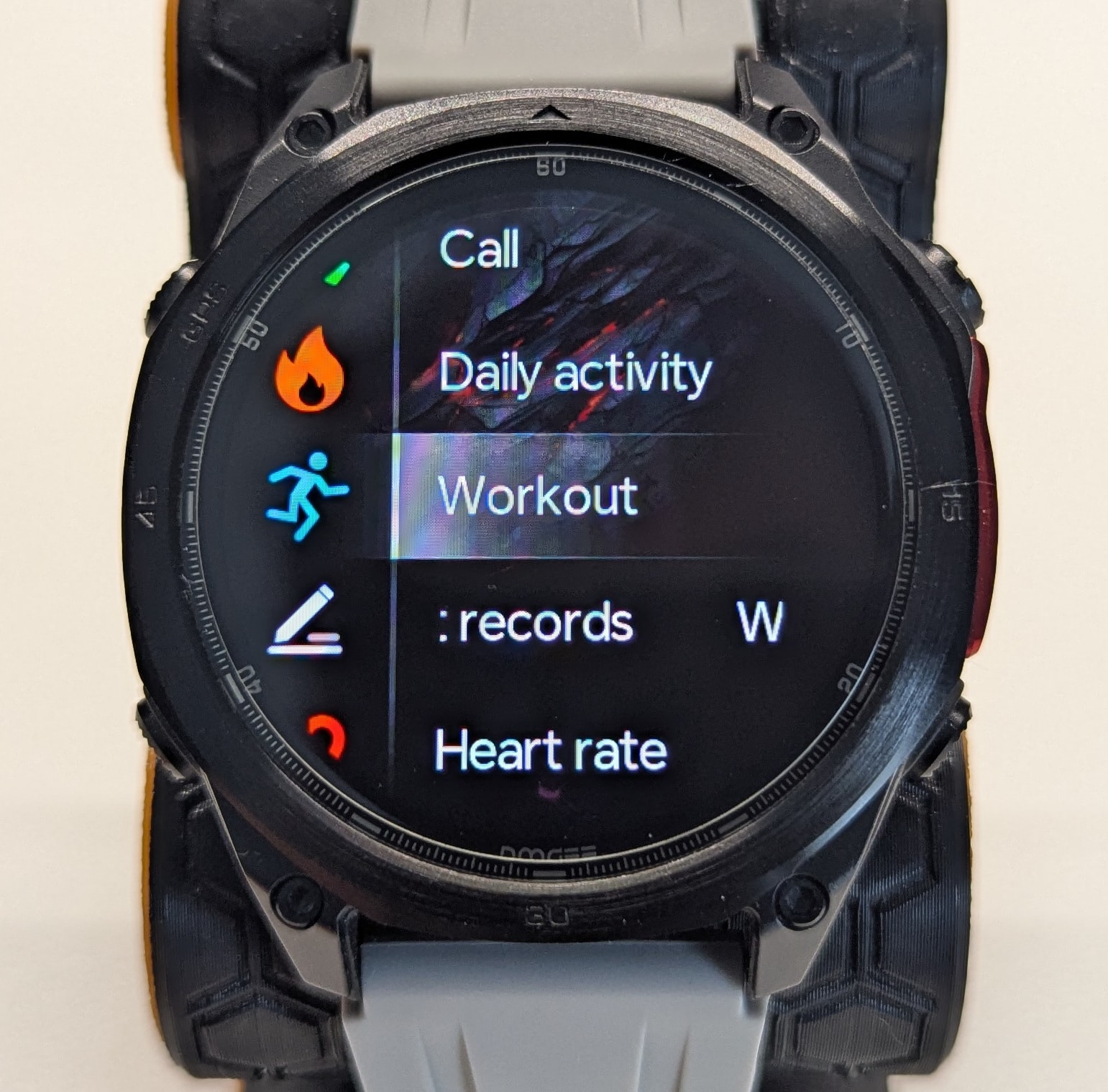 Anywise W1 Pro app list menu on the watch