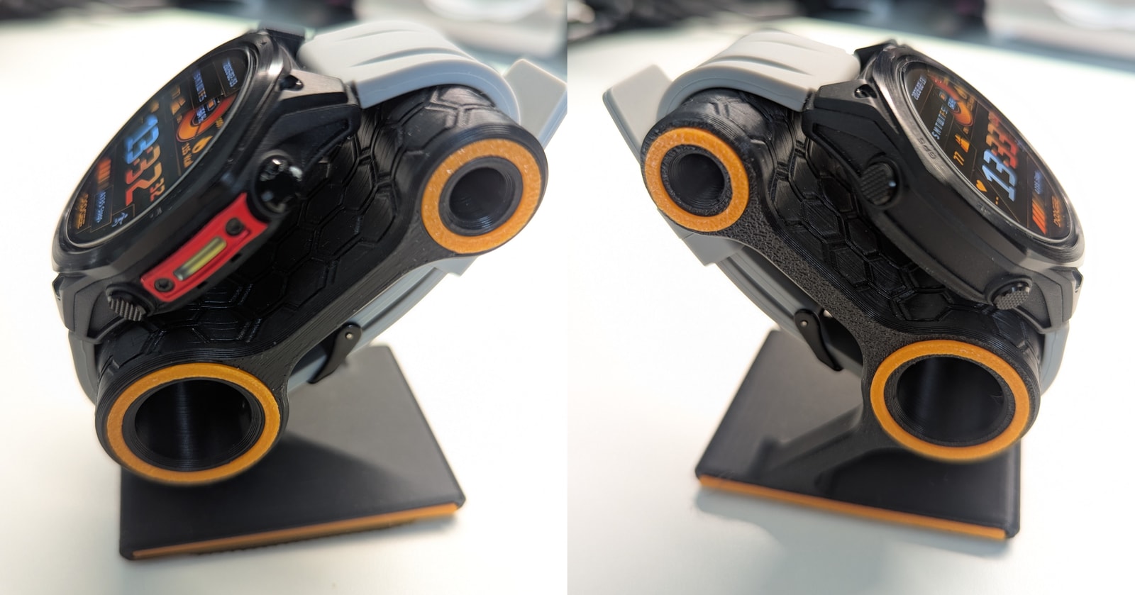 Side profile of the Anywise W1 Pro with four hardware buttons and the LED torch module
