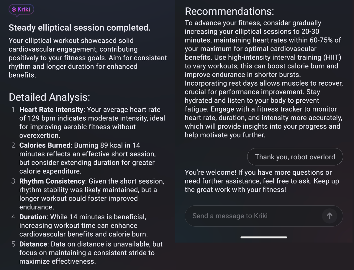 FT66 elliptical workout AI insights